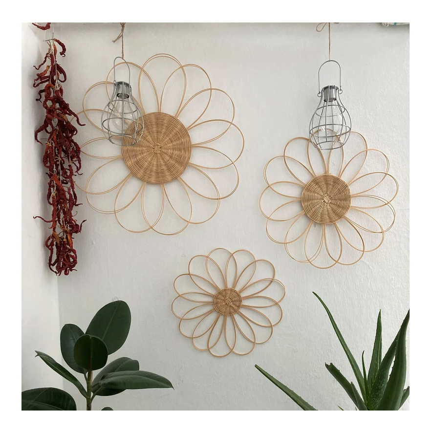 Best selling products 2022 wicker flower wall decoration, wall art nursery decor, boho wall hanging