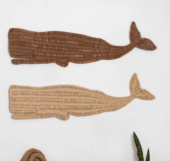 Best Selling Rattan Woven Whale Coastal Wall Art Decorations for Home, Wall Hanging Made in Vietnam