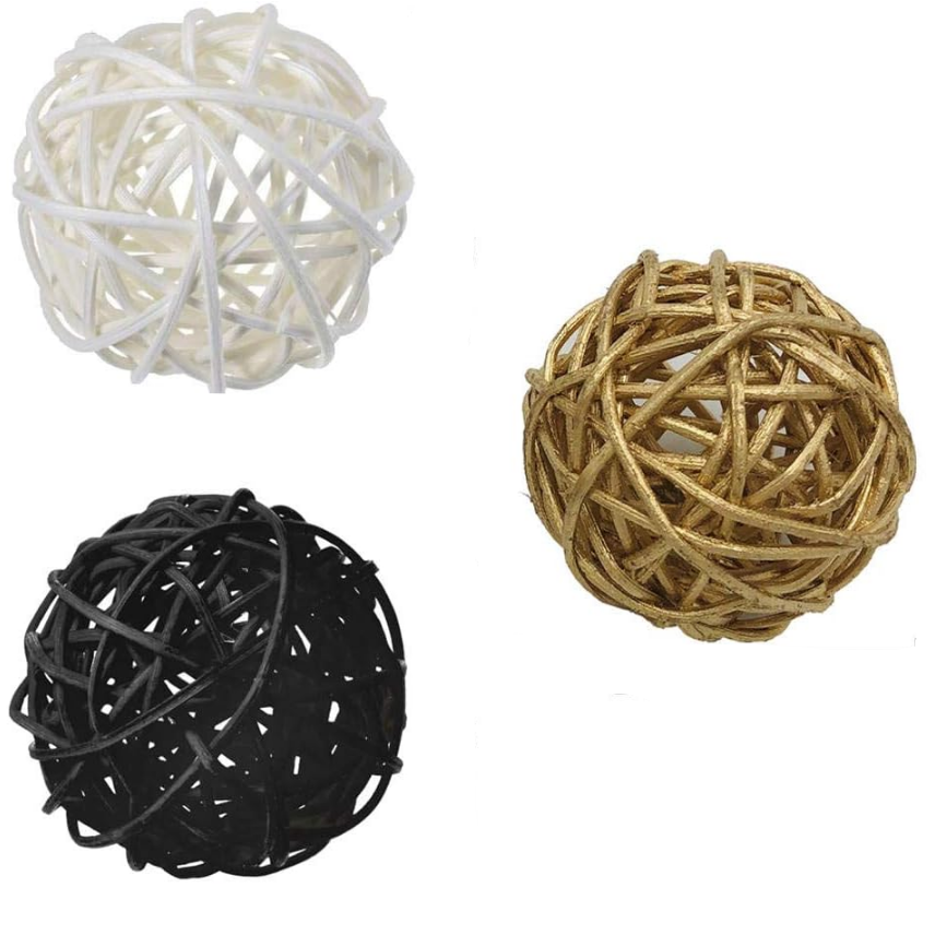 High quality Eco-friendly Wicker Halloween White Black Gold zorpia 24 Pieces 2 inch Ball Luxury Decor 2023 made in Vietnam