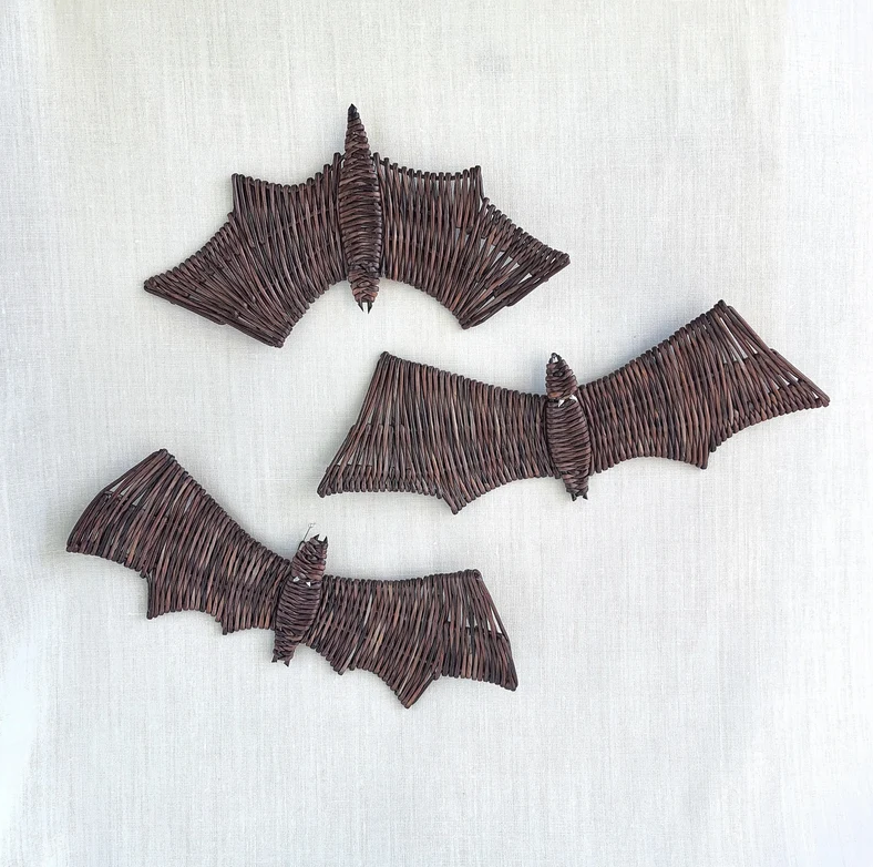 Vietnam Handmade Wholesale Halloween wicker wall decor Hanging scary bats for Home Wall Hanging