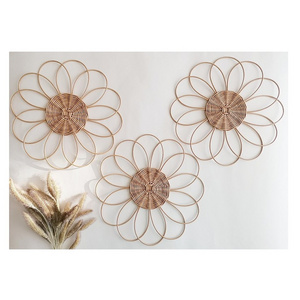 Best selling products 2022 wicker flower wall decoration, wall art nursery decor, boho wall hanging