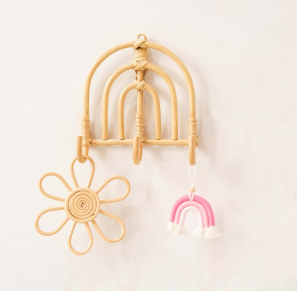 New design rattan woven Rattan Rainbow Hook, Rattan Nursery Wall Hook clothes hangers from Vietnam handwicker