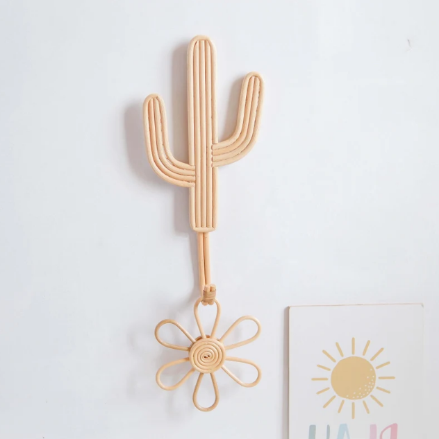 Impressive Hot Fashion Natural Handmade Rattan Wall Cactus Wall Hook Hanger Used in The Kitchen Made in Vietnam