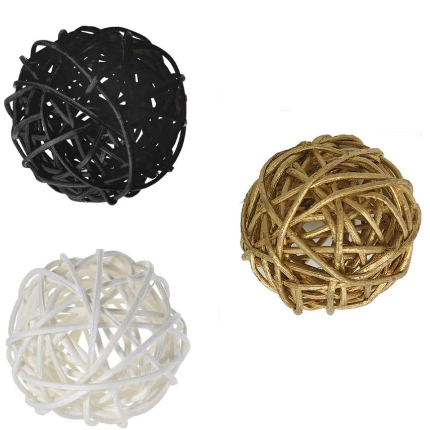 High quality Eco-friendly Wicker Halloween White Black Gold zorpia 24 Pieces 2 inch Ball Luxury Decor 2023 made in Vietnam