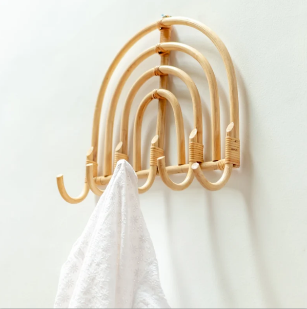 A wholesale Round Woven Rattan Coat Hooks Hooks Beige from Vietnam Factory Nursery for Wall Decor Vietnam