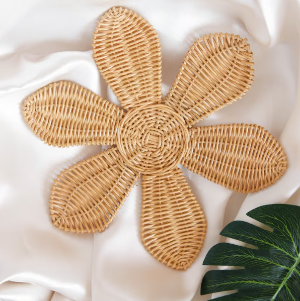 Vietnam Handmade Wholesale Rattan Set of 3 Rattan Daisy Wall rustic vibes Decorations for Bedroom From Natural Material