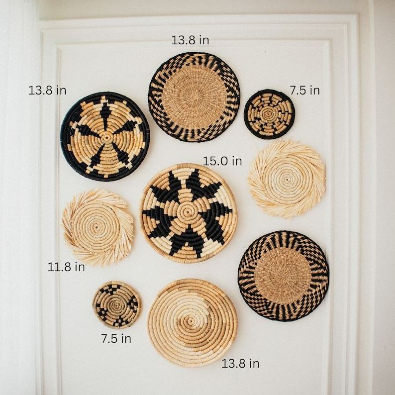 High quality set of 9 weaving seagrass round wall hanging Made in Vietnam for home decor