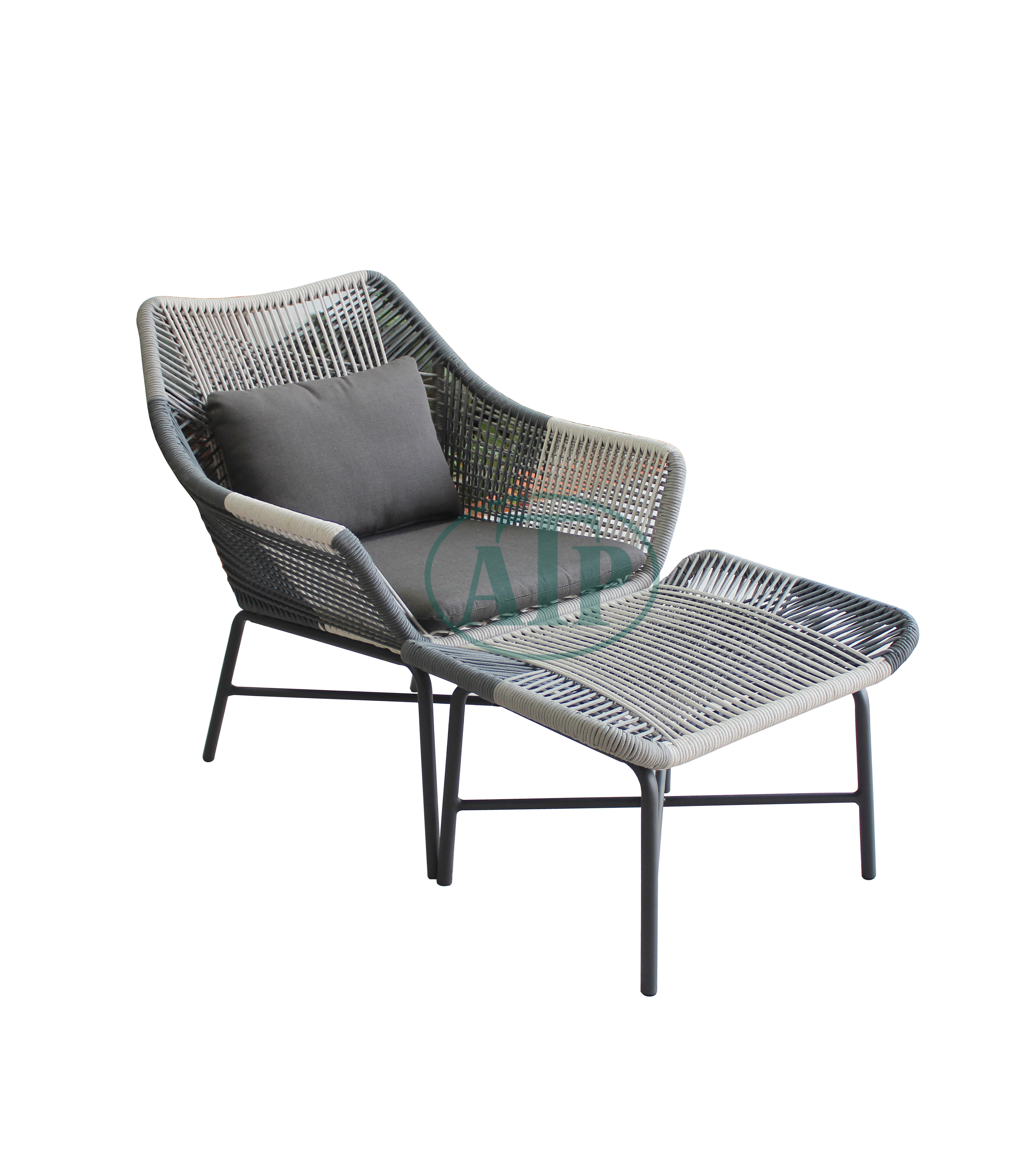 Outdoor Furniture Aluminium Hotel Courtyard Leisure Rope Garden Chair With Cushion made in Vietnam