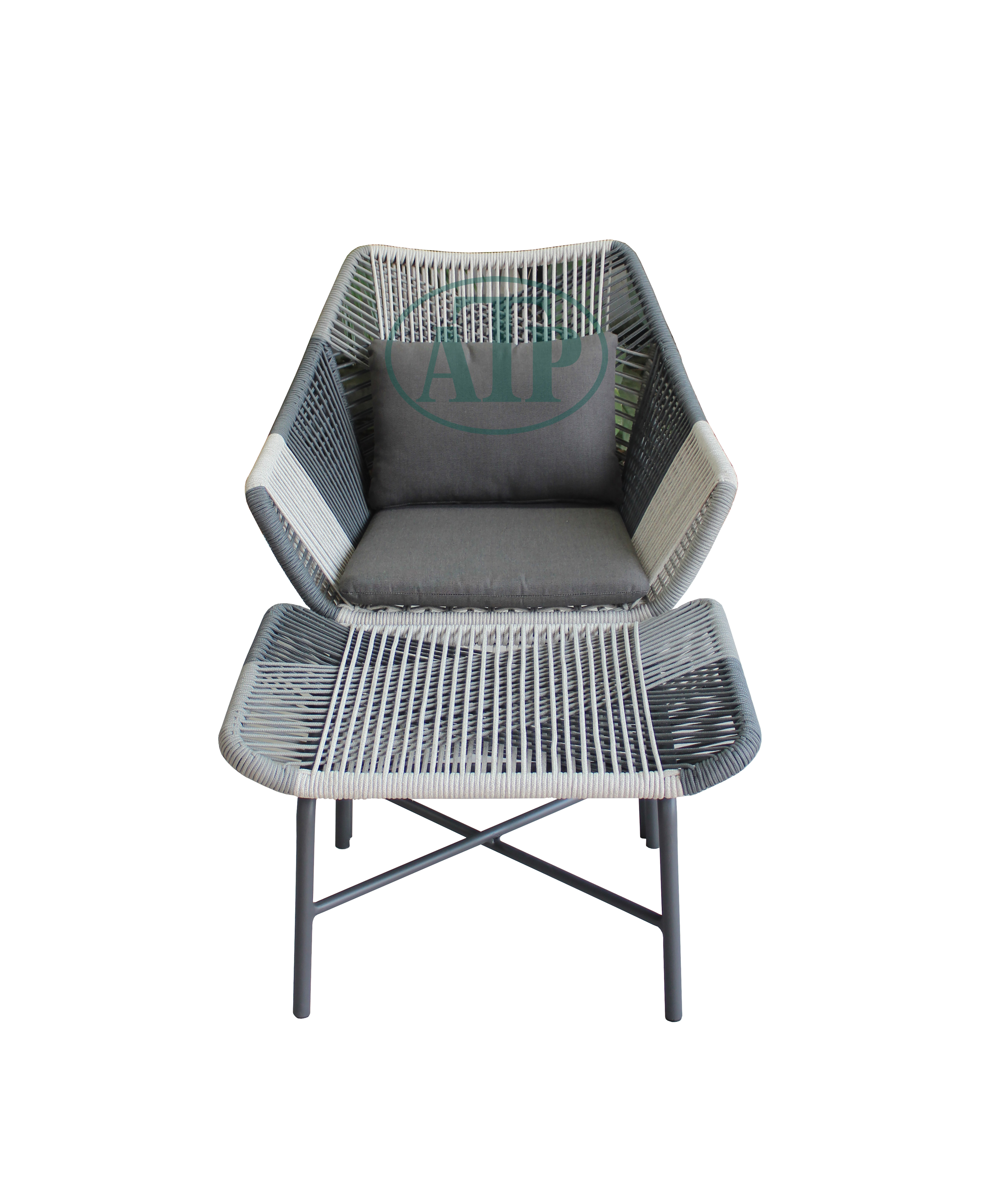 Outdoor Furniture Aluminium Hotel Courtyard Leisure Rope Garden Chair With Cushion made in Vietnam