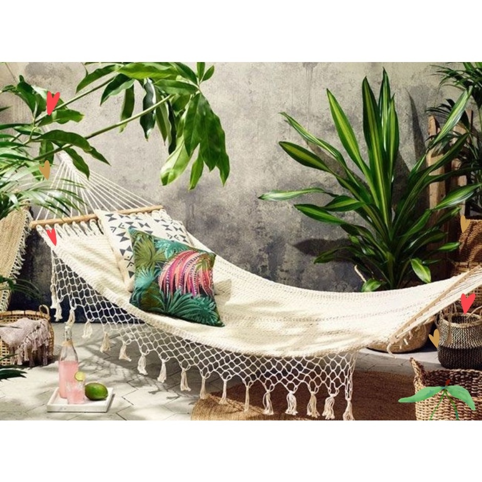 Hammocks Woven High-Quality Cotton For Resorts/ Cotton Rope Hammock Net For Relaxing and Reading