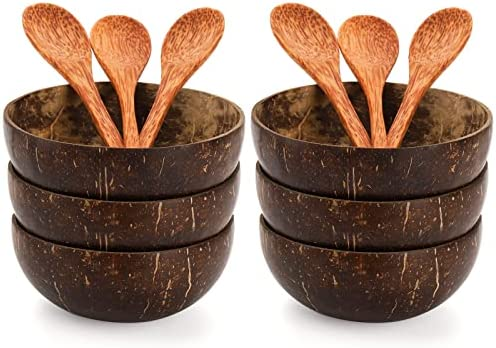 Wholesale coconut shell bowl coconut bowls and wooden spoon sets