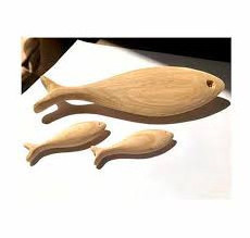 Simple wooden fish plain white unique style safe pet toy hot selling cat scratching toy