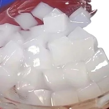 Coconut jelly is made from coconut milk, sugar and agar-agar powder to form a jelly with the right consistency