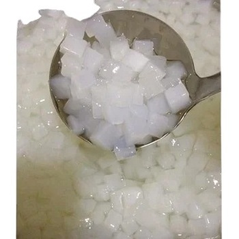 Coconut jelly is made from coconut milk, sugar and agar-agar powder to form a jelly with the right consistency