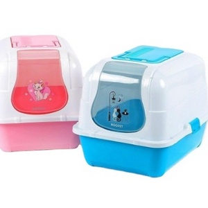 Hot Selling Plastic Cat Litter Box Semi Automatic Pet Cat Toilet Cat Training Toilet Kitten Toilet Boxes Akina