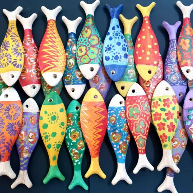 Hot sale wall hanging wooden fish eco- friendly decorations for home crafts and gift