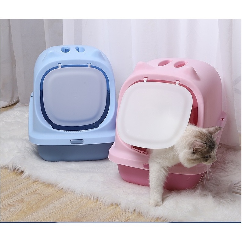 Hot Selling Plastic Cat Litter Box Semi Automatic Pet Cat Toilet Cat Training Toilet Kitten Toilet Boxes Akina