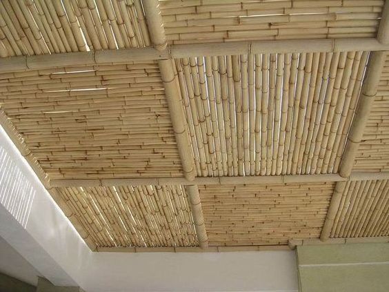 Best seller Synthetic Bamboo Ceiling  Weave Rattan Covering Materials Vietnam Bamboo Mats Ceiling