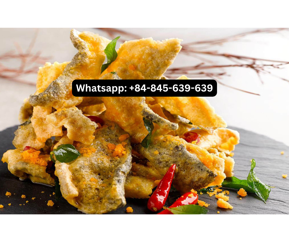 Delicate fish skin coated in a flavorful salted egg glaze for a delightful snack