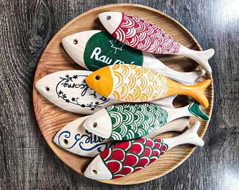 Hot sale wall hanging wooden fish eco- friendly decorations for home crafts and gift