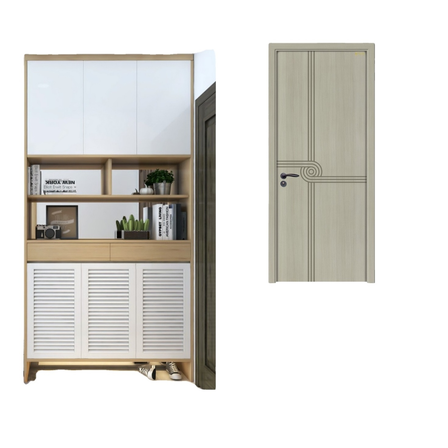 VN. Composite wood-plastic door set with sturdy handle design brings luxurious style to the home space best price