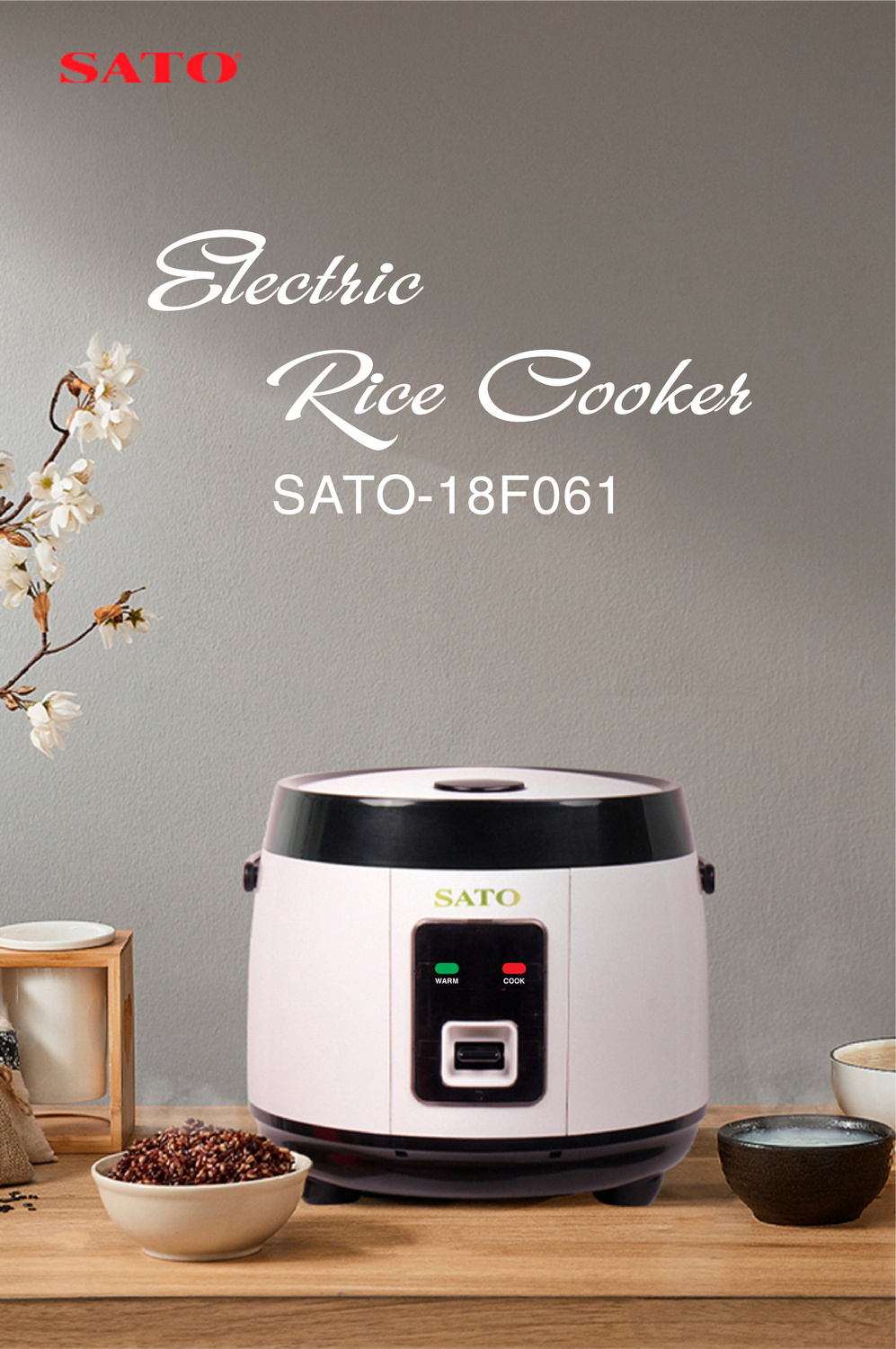 Sato 18F061 1.8L rice cooker with handle high quality heat resistant plastic with Japan technology small rice cooker