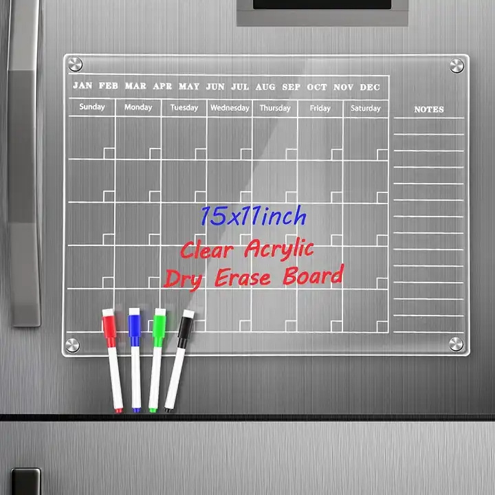 New Design Reusable Clear Dry Erase Calendar Board Refrigerator Magnetic Acrylic Calendar For Fridge