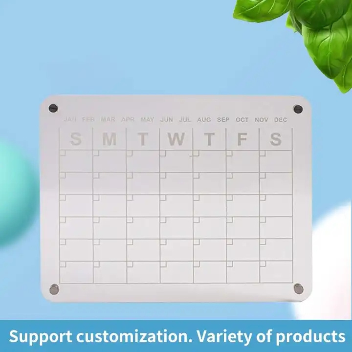 New Design Reusable Clear Dry Erase Calendar Board Refrigerator Magnetic Acrylic Calendar For Fridge