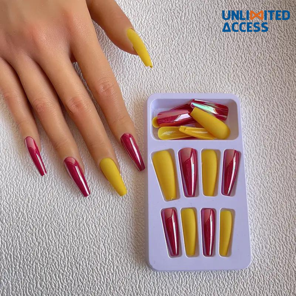 Best Sellers High Quality 24 PCS jump color Coffin Press On Nails Long Full Cover Matte shiny Artificial Nails False Nails