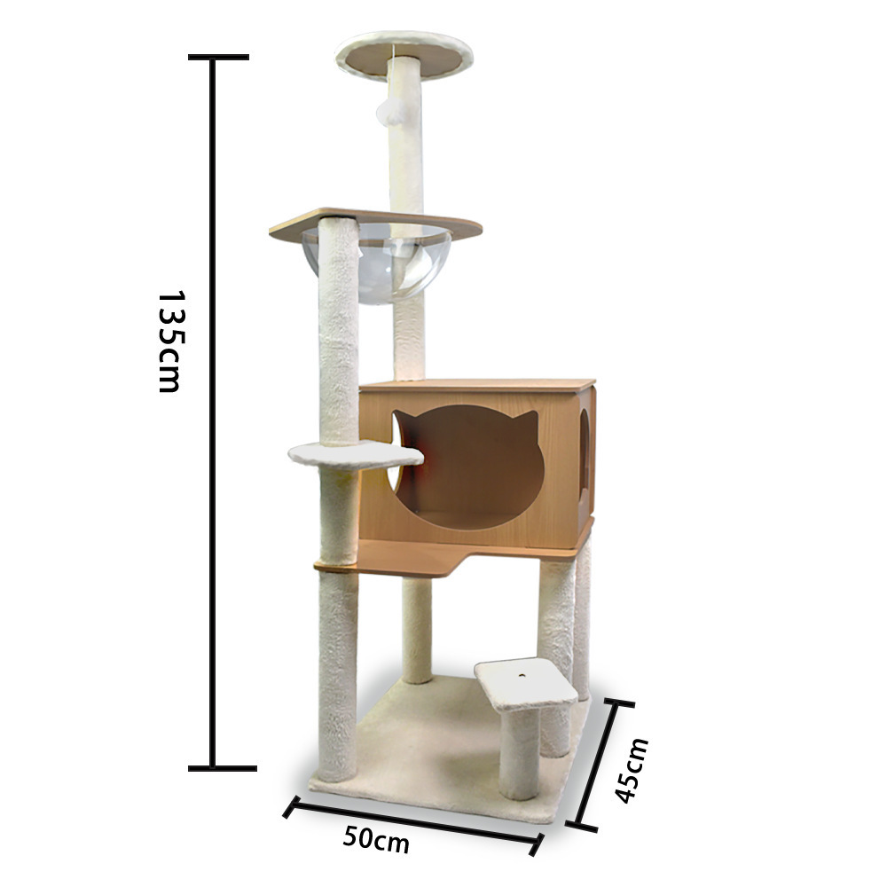 Wholesale 2023 hot sale Wooden Houses Entertainment Scratching Post Tower Platform Cat Tree with good quality and fast delivery