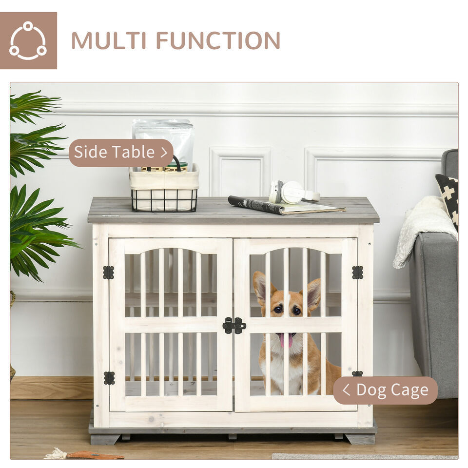 Customized Dog Crate Furniture Wooden Dog Crate Table Furniture Style Indoor Pet Crate with Double Doors