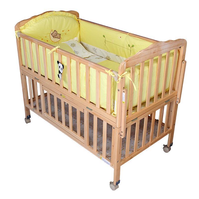 Custom New 2023 Bedroom Furniture Multifunction Convertible Wooden Crib Comfortable Wooden Baby Beds for Boy and Girl