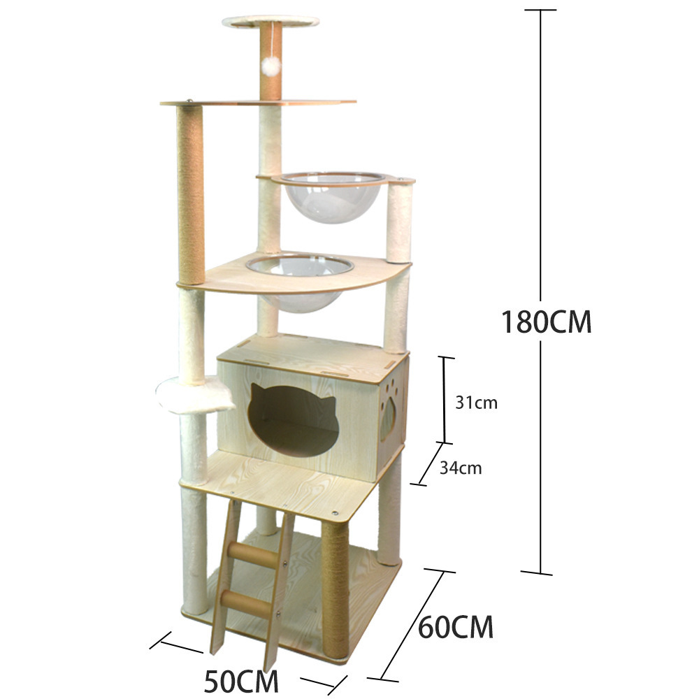 Wholesale 2023 hot sale Wooden Houses Entertainment Scratching Post Tower Platform Cat Tree with good quality and fast delivery