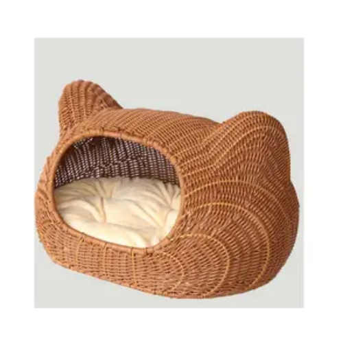 Luxury hand-woven bamboo and rattan cat bed for cats, hyacinth bed to keep cats warm in winter