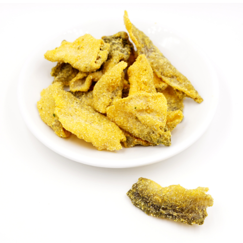 FISH SKIN SNACK WITH SALTED EGG - SUN SNACK VIETNAM CHILI SALTED EGG BASA FISH SKIN AND SALMON FISH SKIN FOR DIET SEAFOOD SNACK