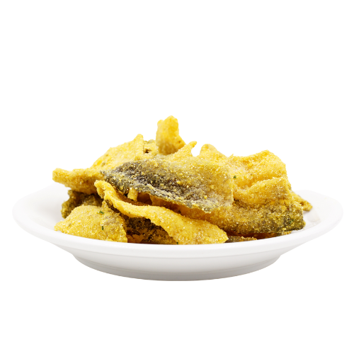 FREE SAMPLE AVAILABLE! DEEP FRIED BASA FISH SKIN WITH SALTED EGG / SPICY FRIED PANGASIUS FISH SKIN HEALTHY FOOD FOR ALL AGES