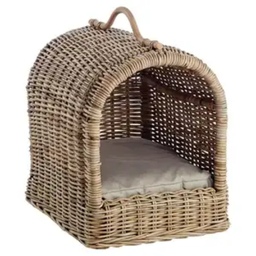 Luxury hand-woven bamboo and rattan cat bed for cats, hyacinth bed to keep cats warm in winter