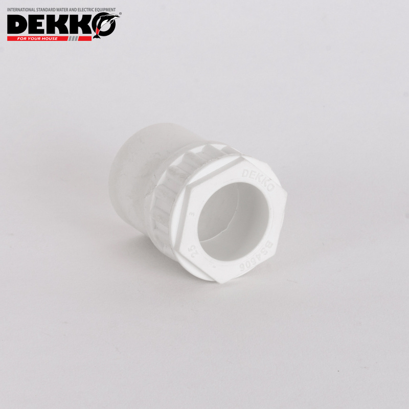 DEKKO OEM conduit fittings, flame retardant threaded pipe couplings, sizes from 16-25 mm, white