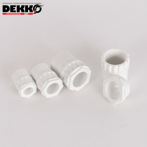 DEKKO OEM conduit fittings, flame retardant threaded pipe couplings, sizes from 16-25 mm, white