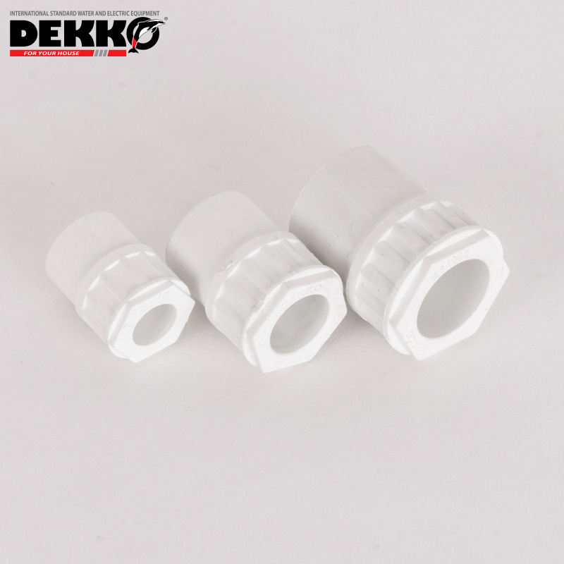 DEKKO OEM conduit fittings, flame retardant threaded pipe couplings, sizes from 16-25 mm, white