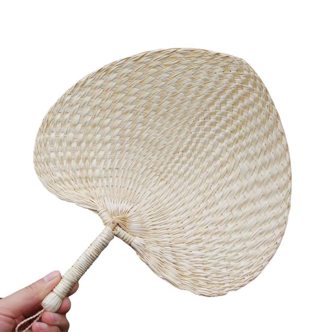 Viatnam Craft Natural Color Bamboo Raffia Fan Summer Hand Palm Leaf Straw Cane Rattan Woven Fans