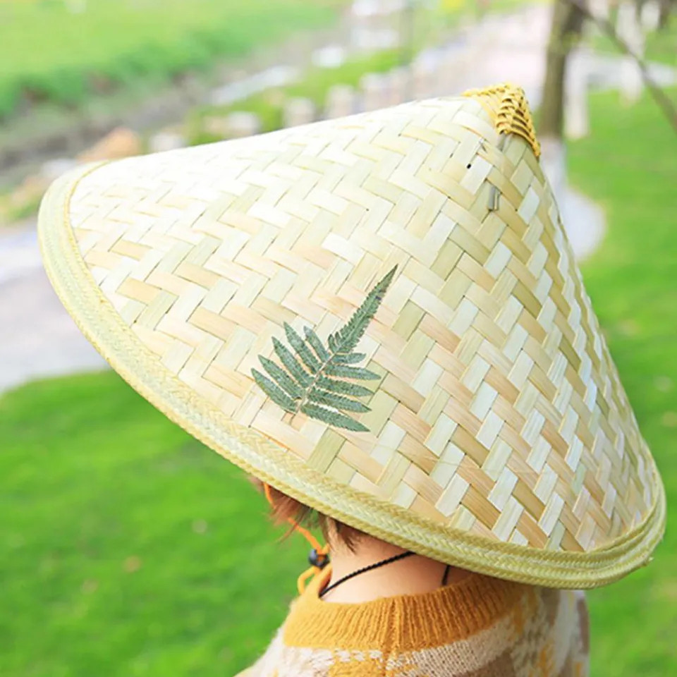 High Quality Bamboo Rattan Hats Vietnam Retro Style Handmade Weave Straw Rain Hat