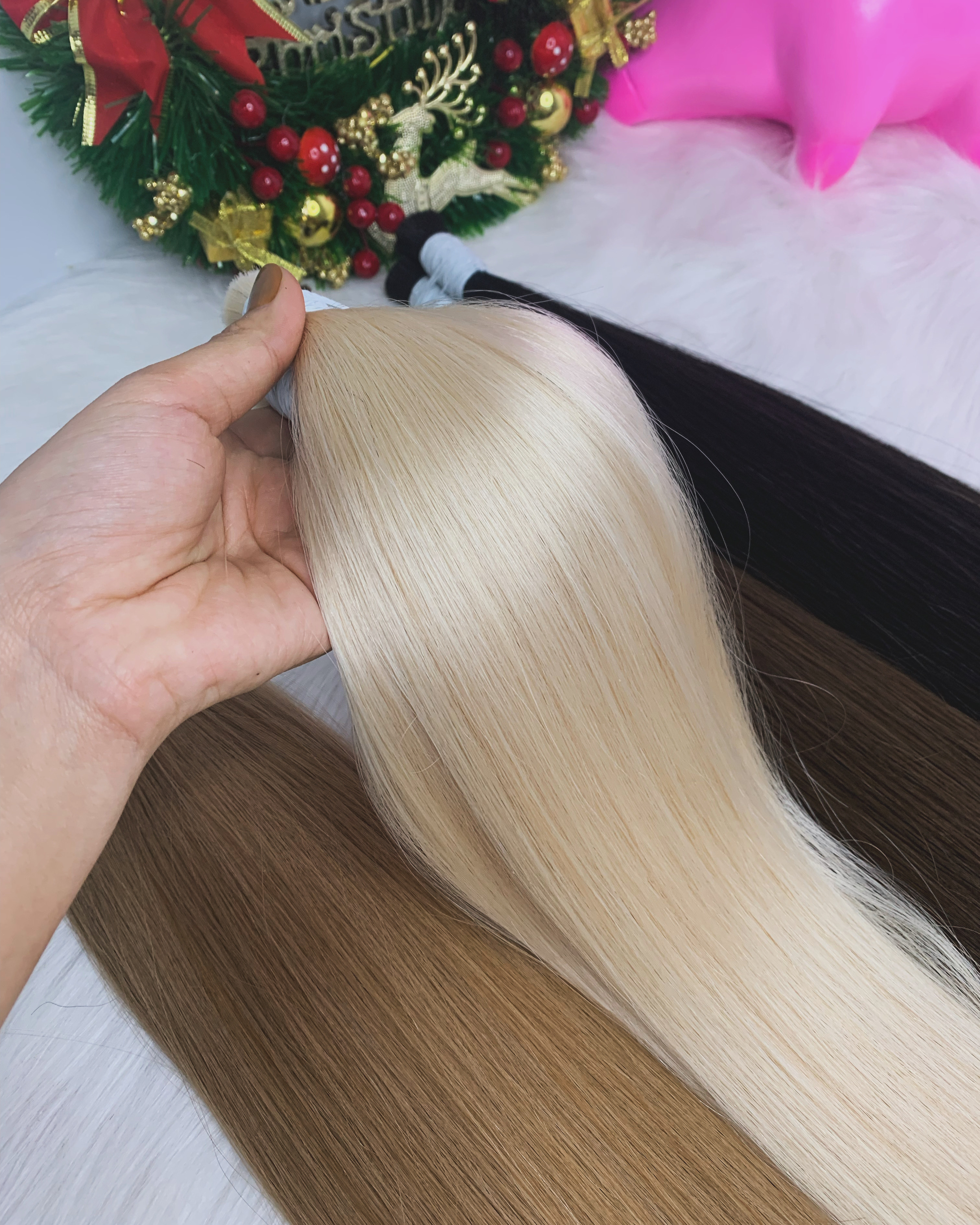 Raw Unprocessed Vietnamese Virgin Human Hair Extensions Cuticle Aligned Baby Thin Hair Natural Color Super Smooth Shiny Silky