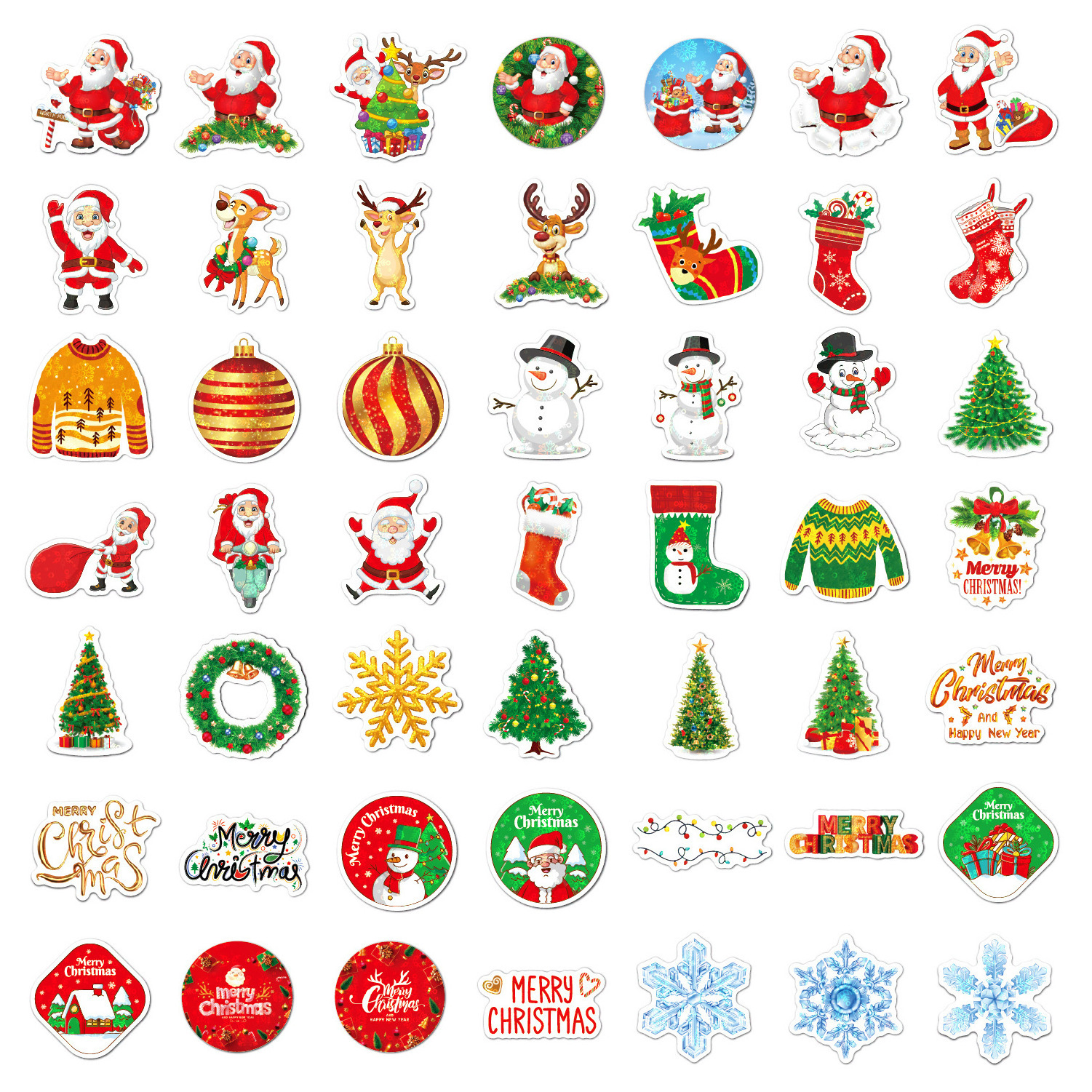 2023 New Christmas Stickers Holographic Laser Children'S Holiday Party Gift Decoration Waterproof Christmas Stickers