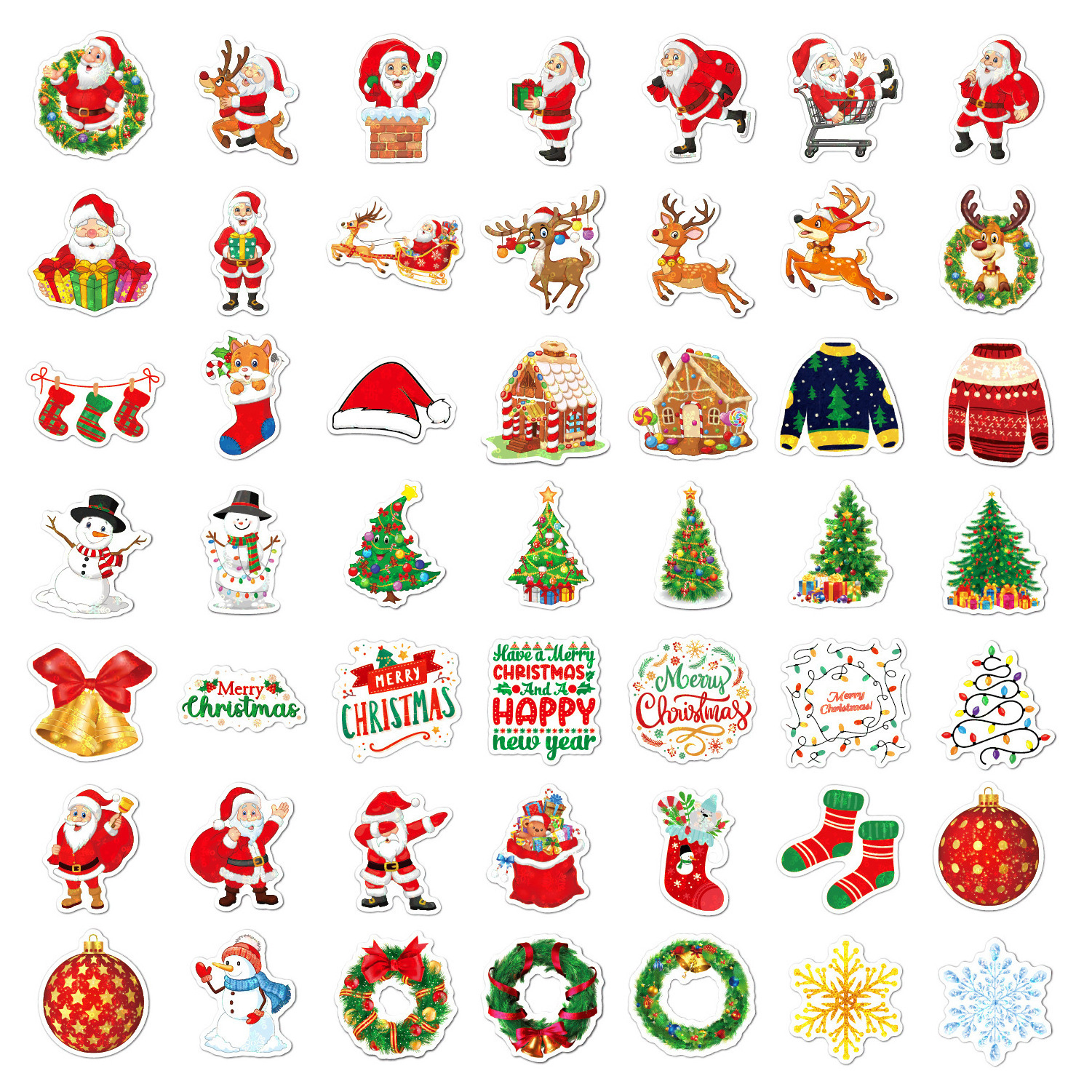 2023 New Christmas Stickers Holographic Laser Children'S Holiday Party Gift Decoration Waterproof Christmas Stickers