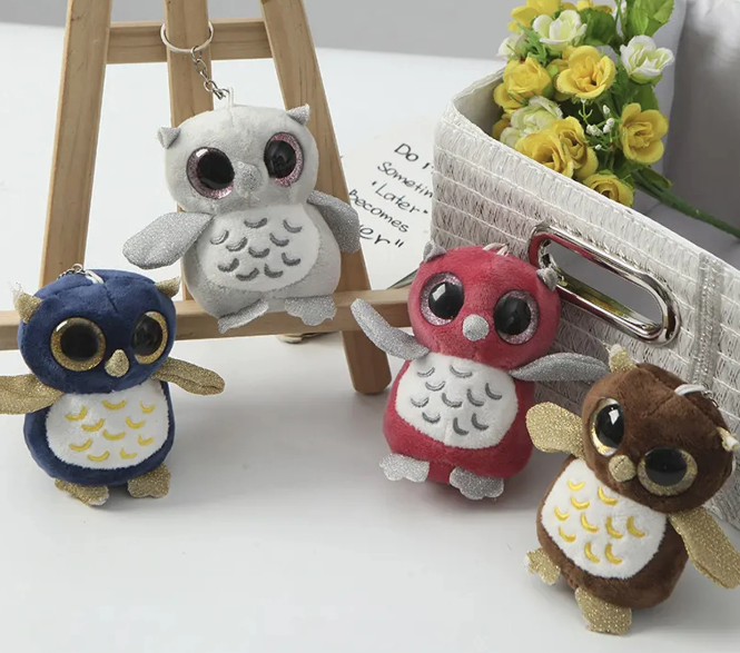 Wholesale Price High quality Custom Plush Keychain Owl Plush Keychain/ Plush With Big Eyes Pretty Gift For Kid