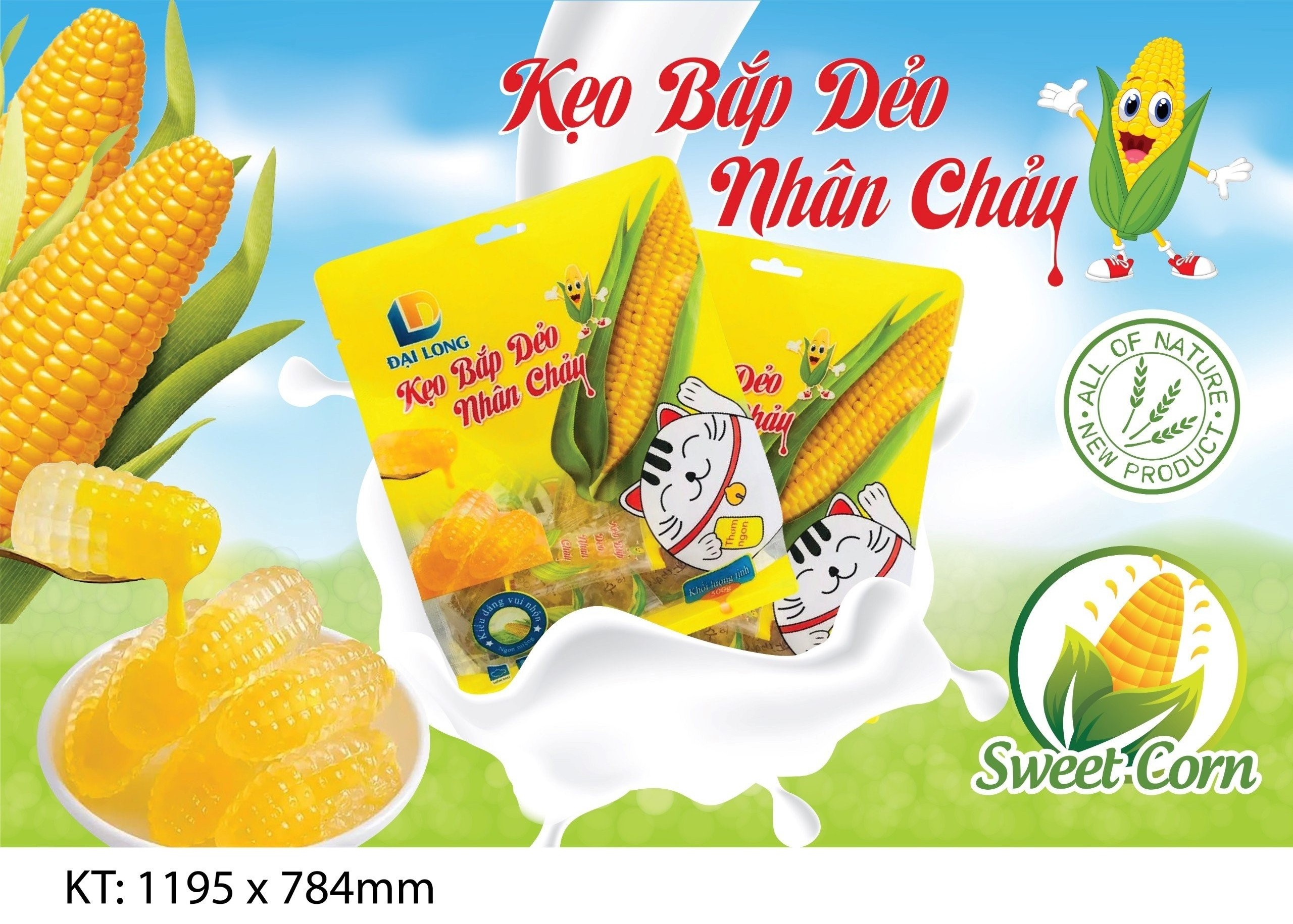 Yellow corn flavored gummy candy extracted from natural fresh fruits, suitable for all ages, made in Vietnam