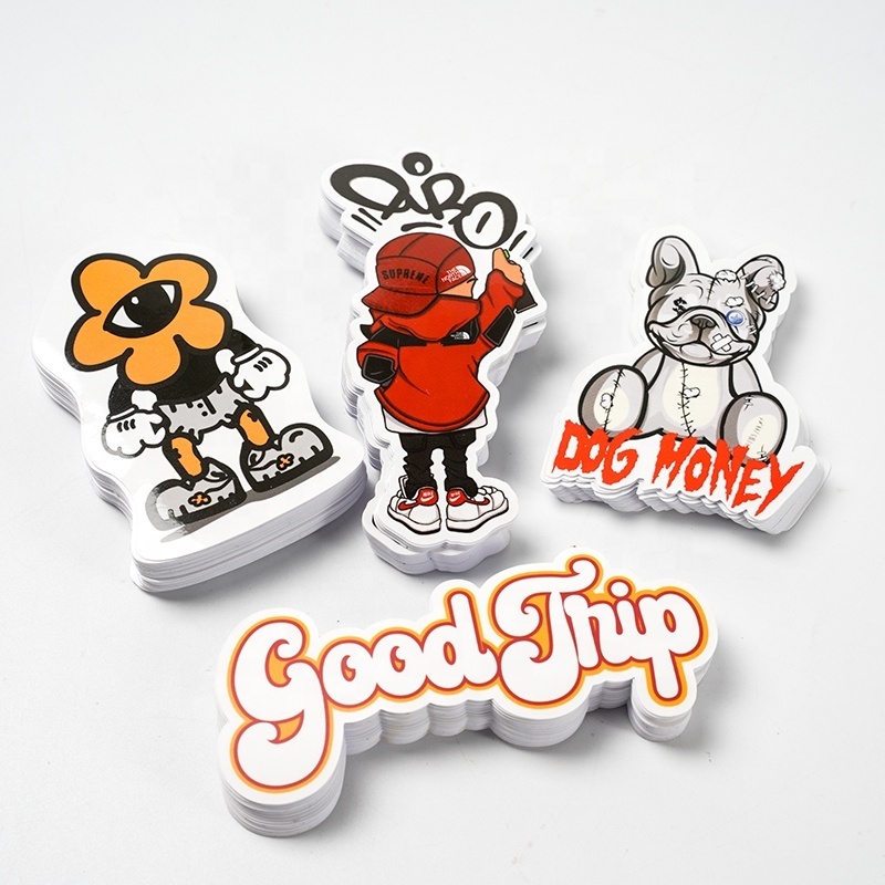 Custom printing logo label shiny die cut cartoon sticker sheet self adhesive waterproof vinyl die cut sticker custom