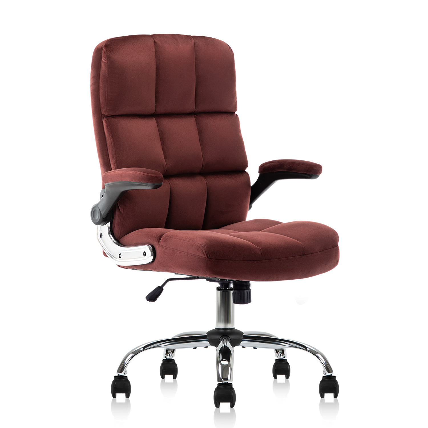 High Back Fabric Home Office Chair Upholstered by Velvet with metal five-star base best load capacity upto 127kg