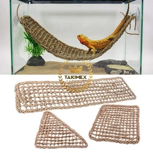 Natural Straw Weaving Hammock for Leopard Gecko Lizard Lounger Hammock Triangle Reptile Hammock